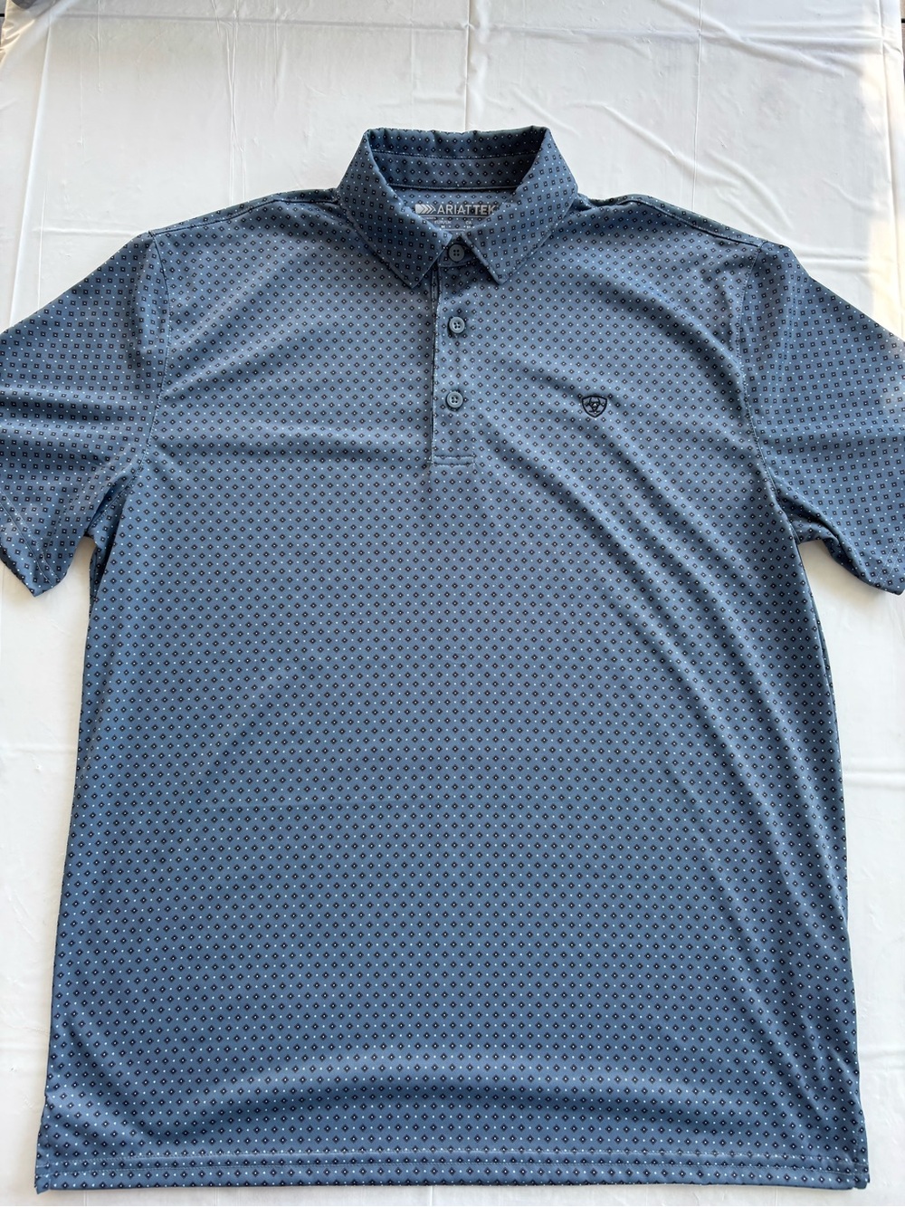 Ariat Men’s Navy Geo-Pattern Performance Polo